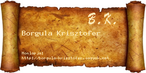 Borgula Krisztofer névjegykártya